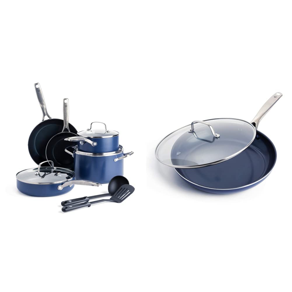 Blue 10 Piece Ceramic Nonstick Cookware Set C2949