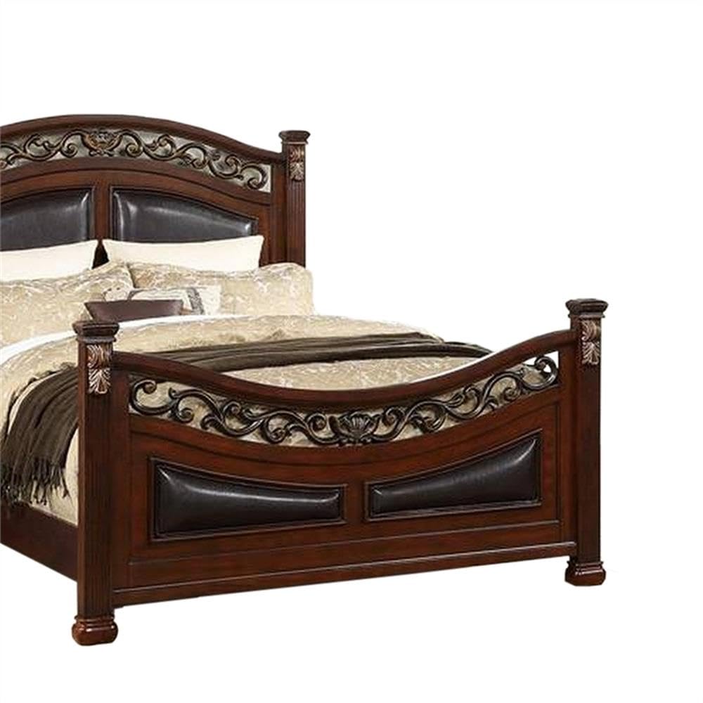 California King Bed with Arched Headboard and Curved Footboard I701