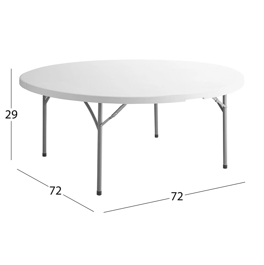72" Round White Plastic Folding Table C3389