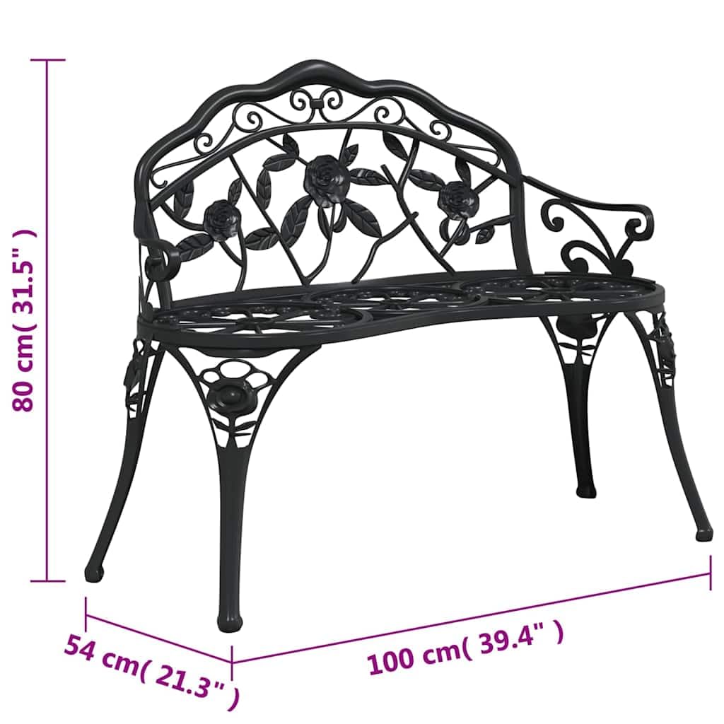 Cast Aluminum Black Patio Bench M79791