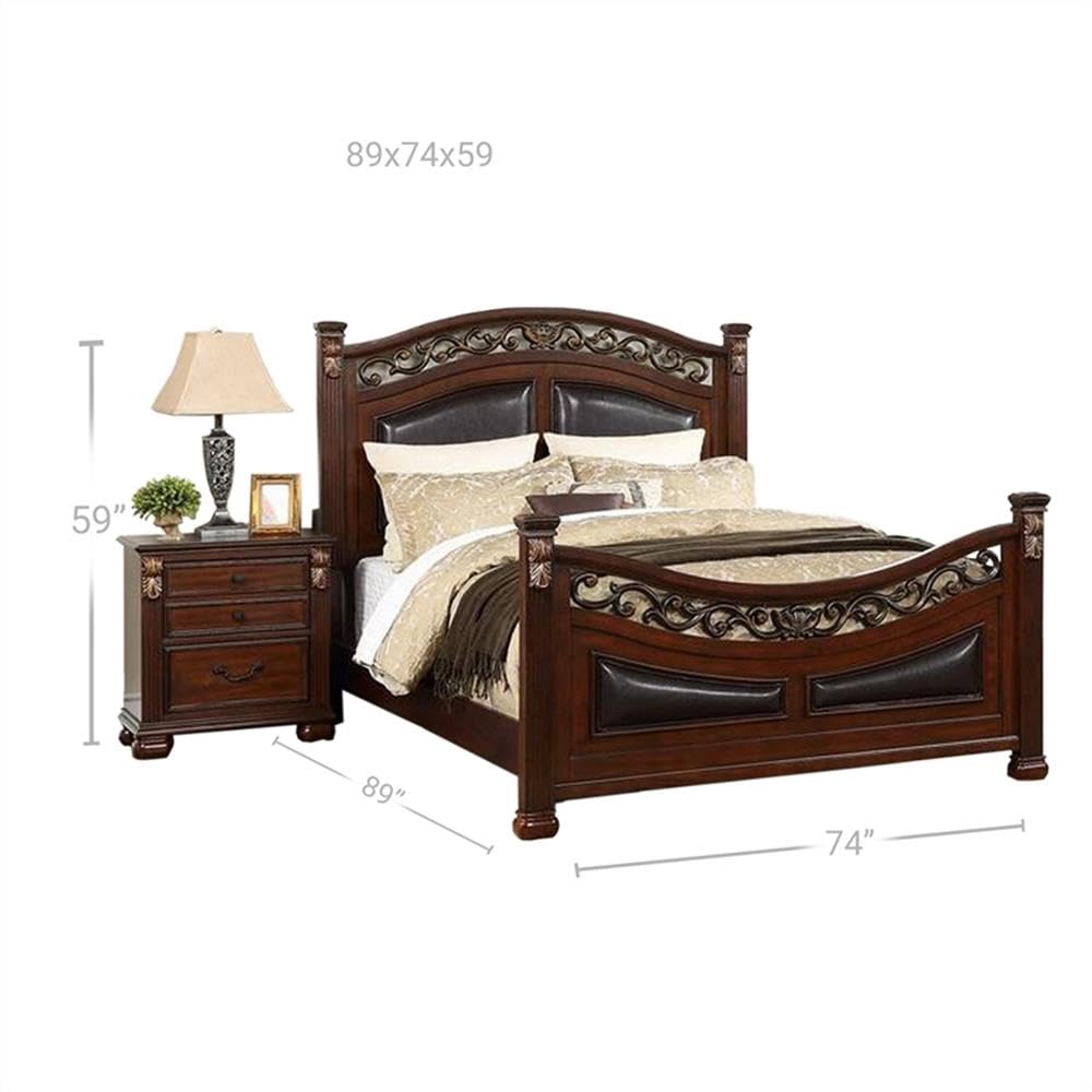 California King Bed with Arched Headboard and Curved Footboard I701