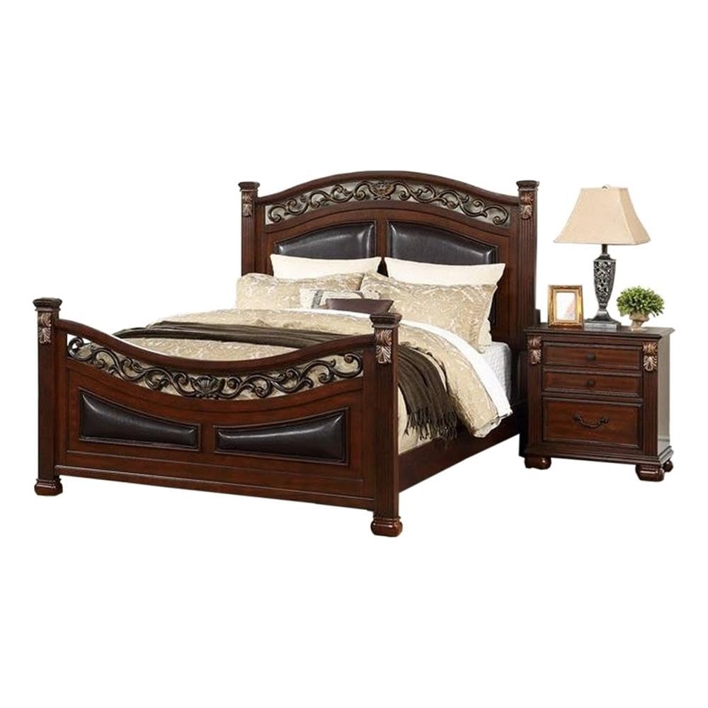 California King Bed with Arched Headboard and Curved Footboard I701