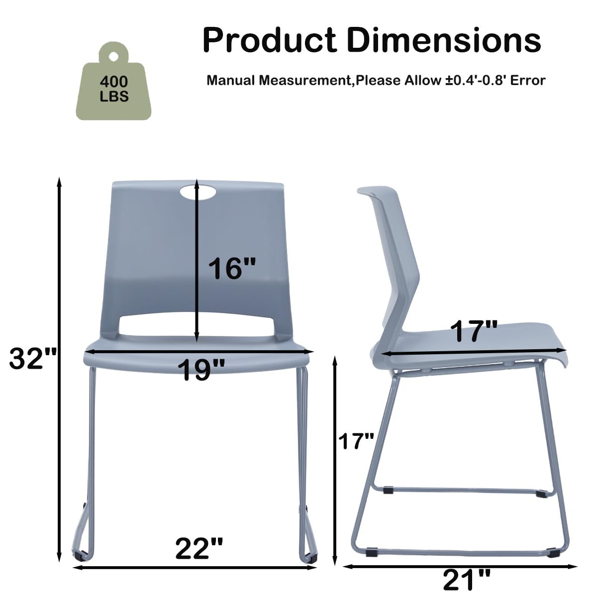 Grey Stackable Chairs Set of 8 O7521