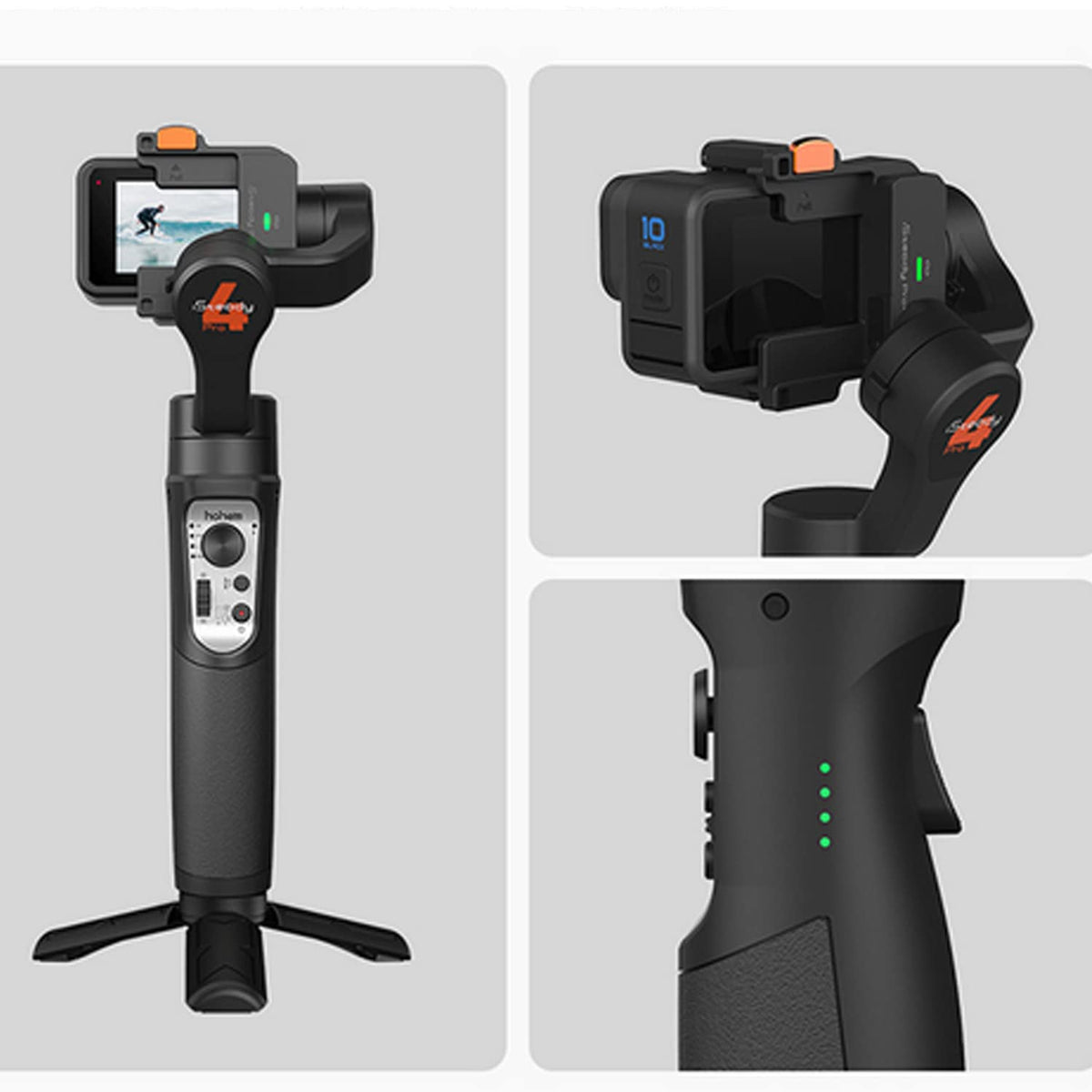 Action Camera Gimbal Stabilizer 3-Axis Bluetooth Cable Control IPX4 V516578