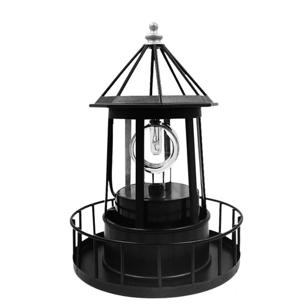 Black Solar LED Lighthouse Garden Decoration H248920
