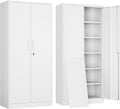 White Metal Storage Cabinet with 2 Doors and 5 Adjustable Shelves C143980