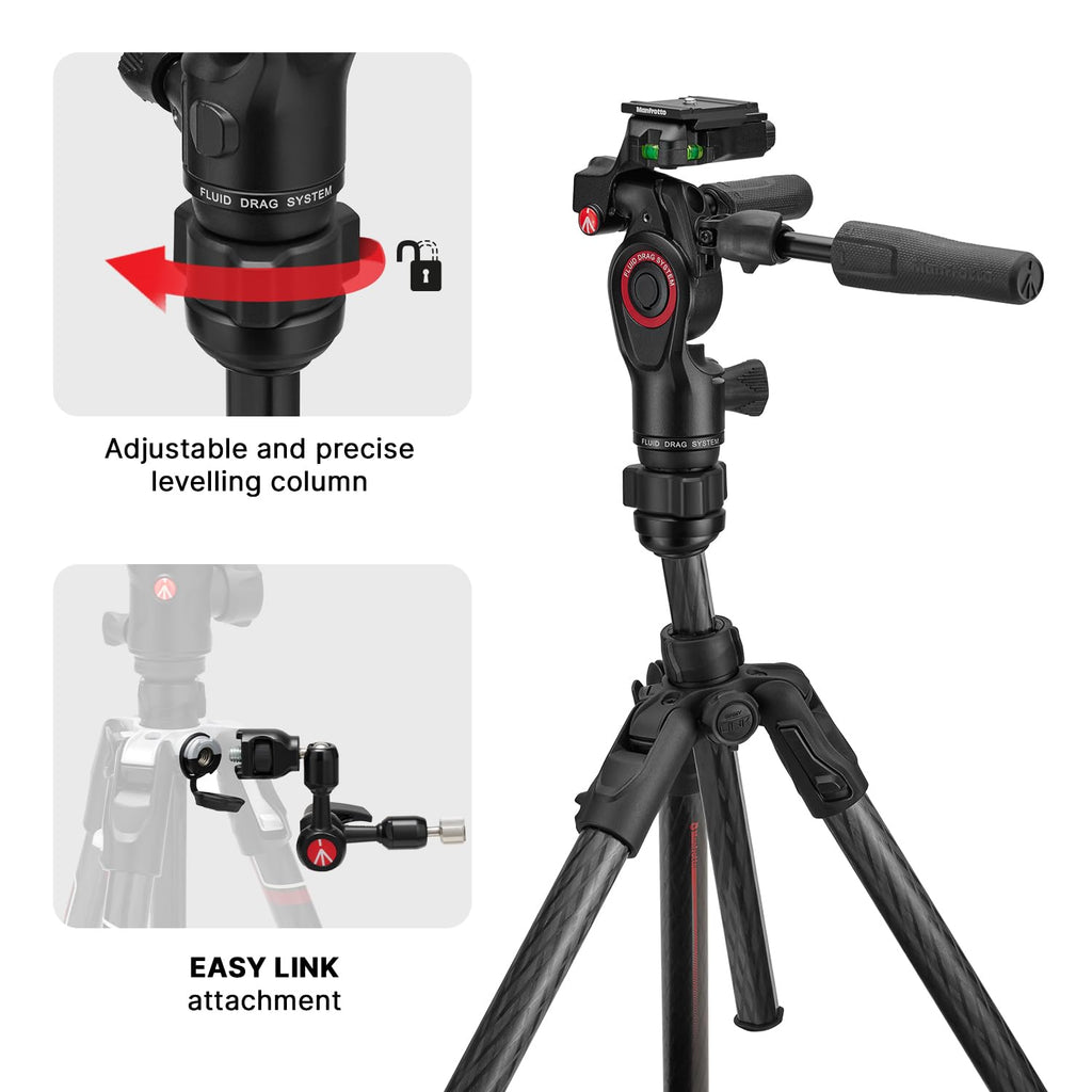 Carbon Fibre Travel Tripod Kit with 3-Way Fluid Head Z894409