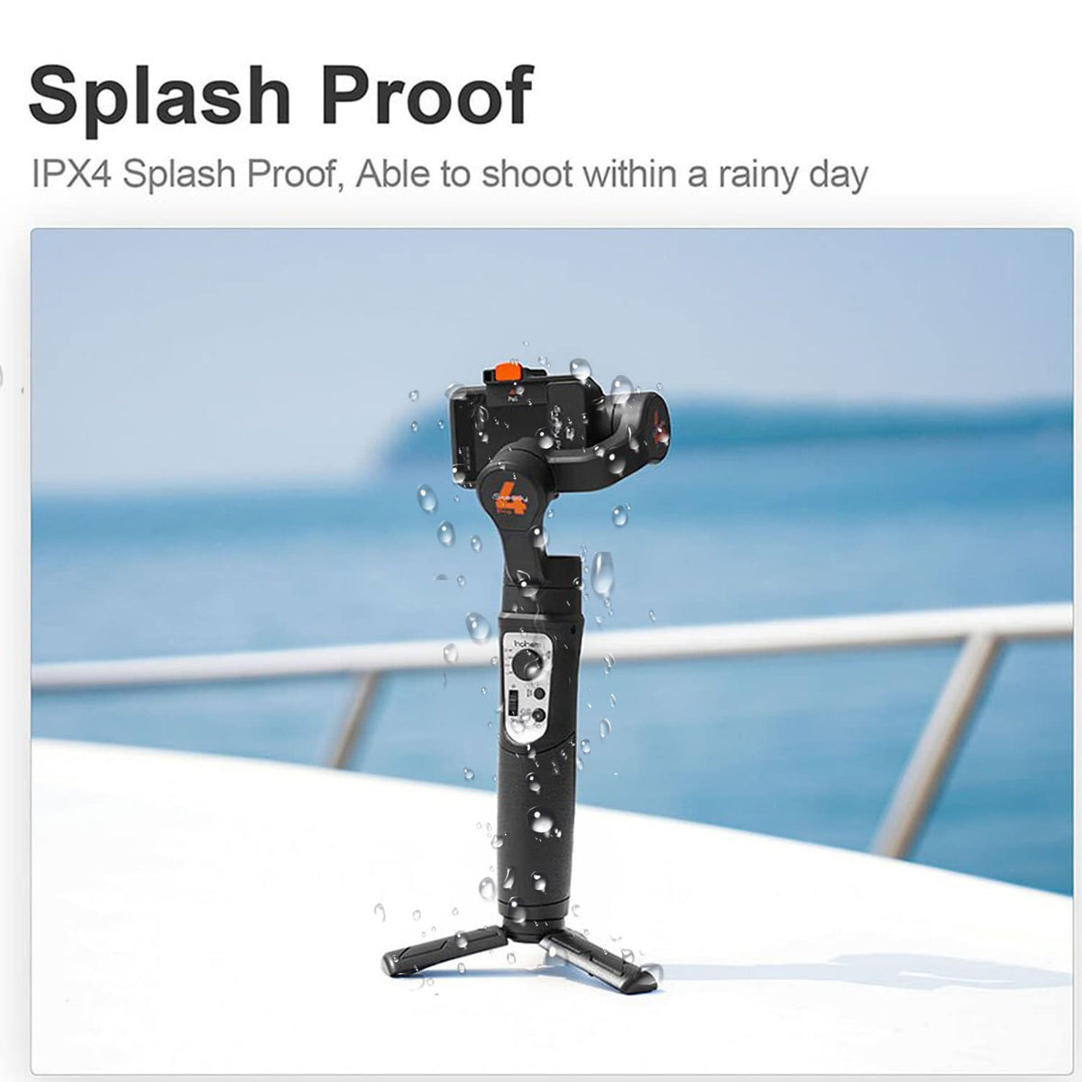 Action Camera Gimbal Stabilizer 3-Axis Bluetooth Cable Control IPX4 V516578