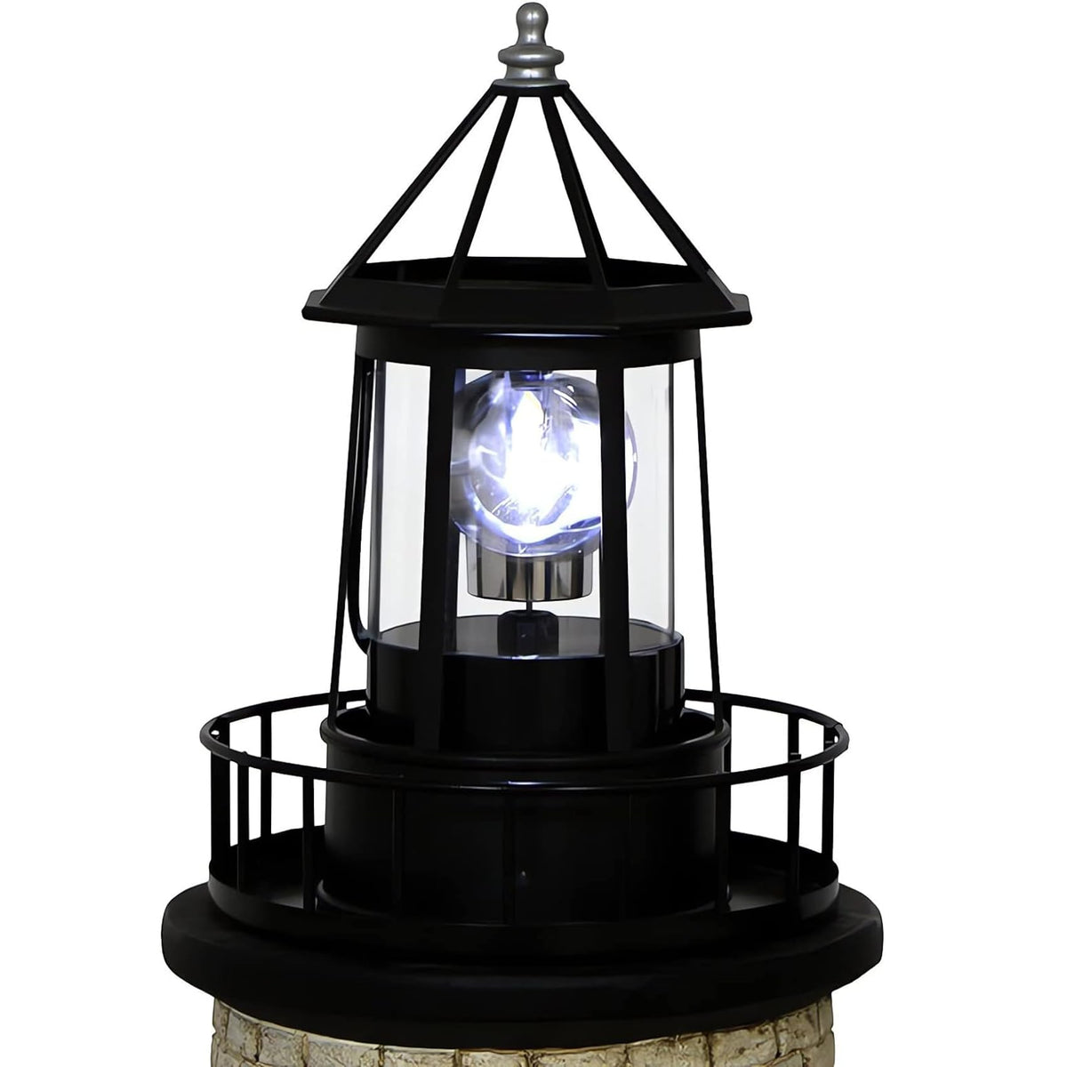 Black IP65 Waterproof Solar Rotating Lighthouse Light F23182