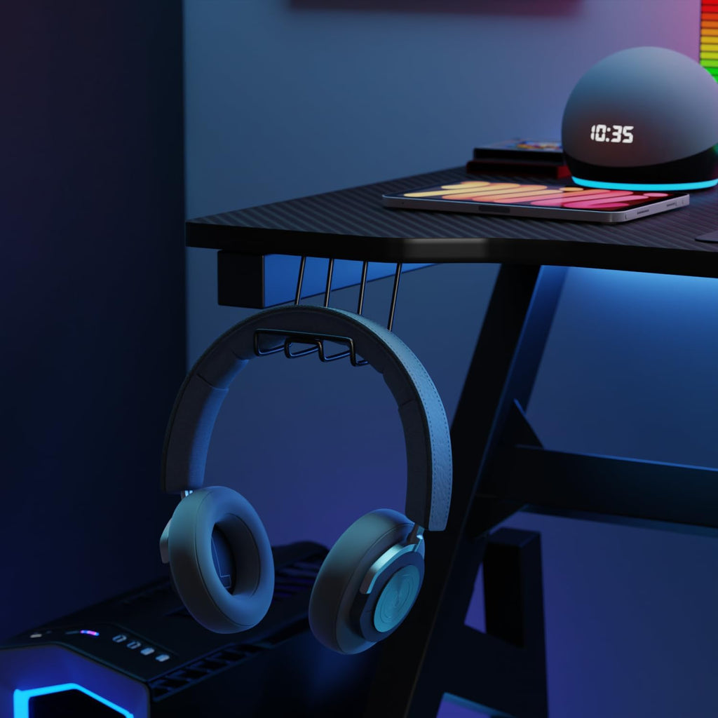 47" Black & Red Carbon Fiber Textured Gaming Desk with Cup Holder L828602