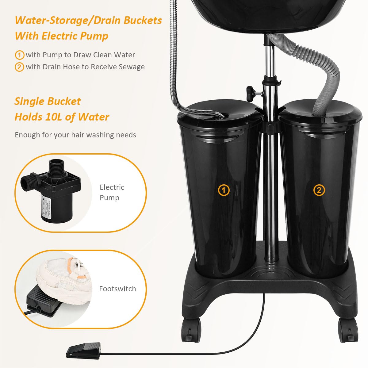 Portable Shampoo Bowl with Electric Pump C898
