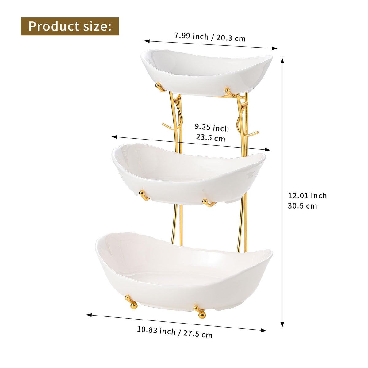 3-Tier Ceramic Serving Bowl Set with Stand I1659