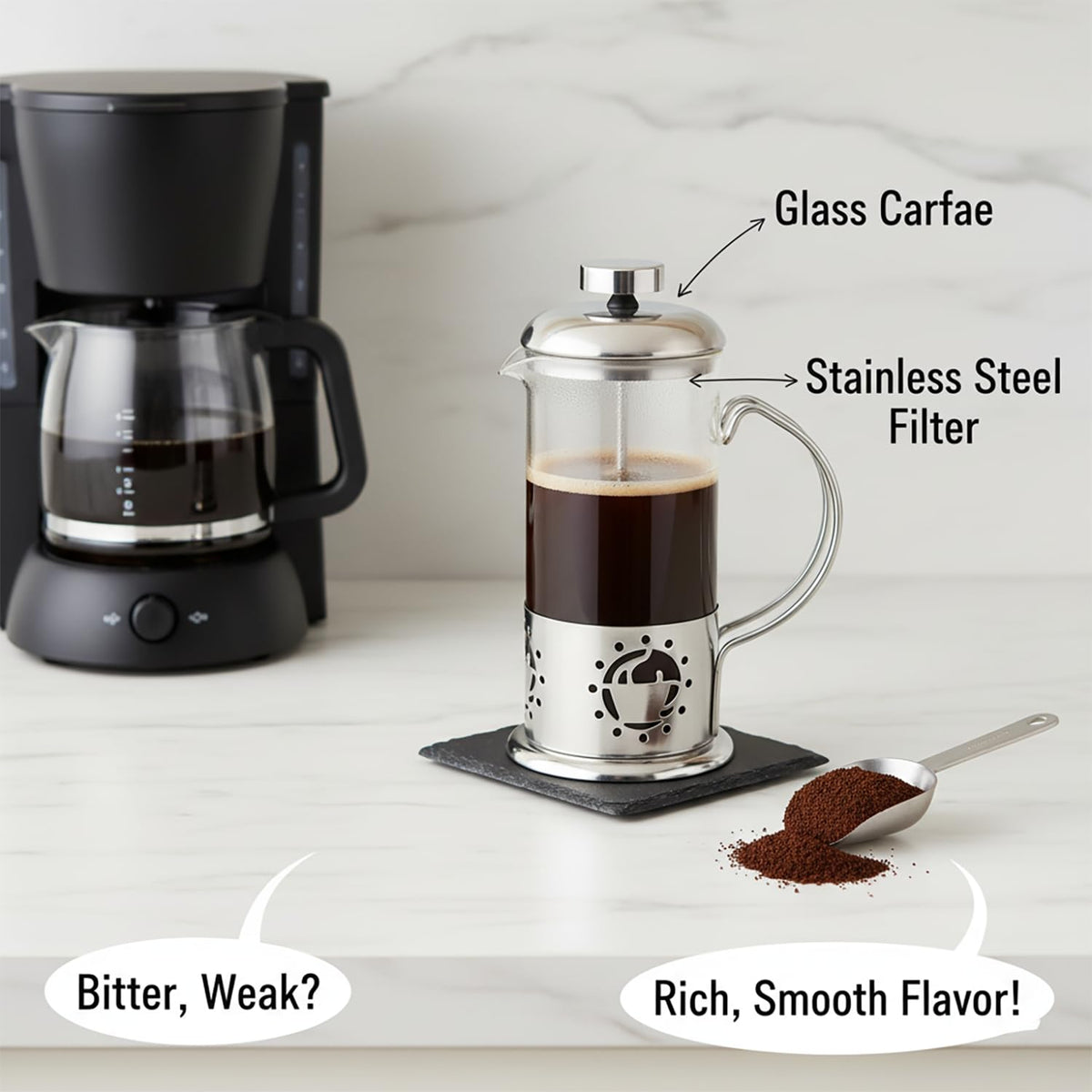 12 oz Glass Stainless French Press Coffee Maker J79203