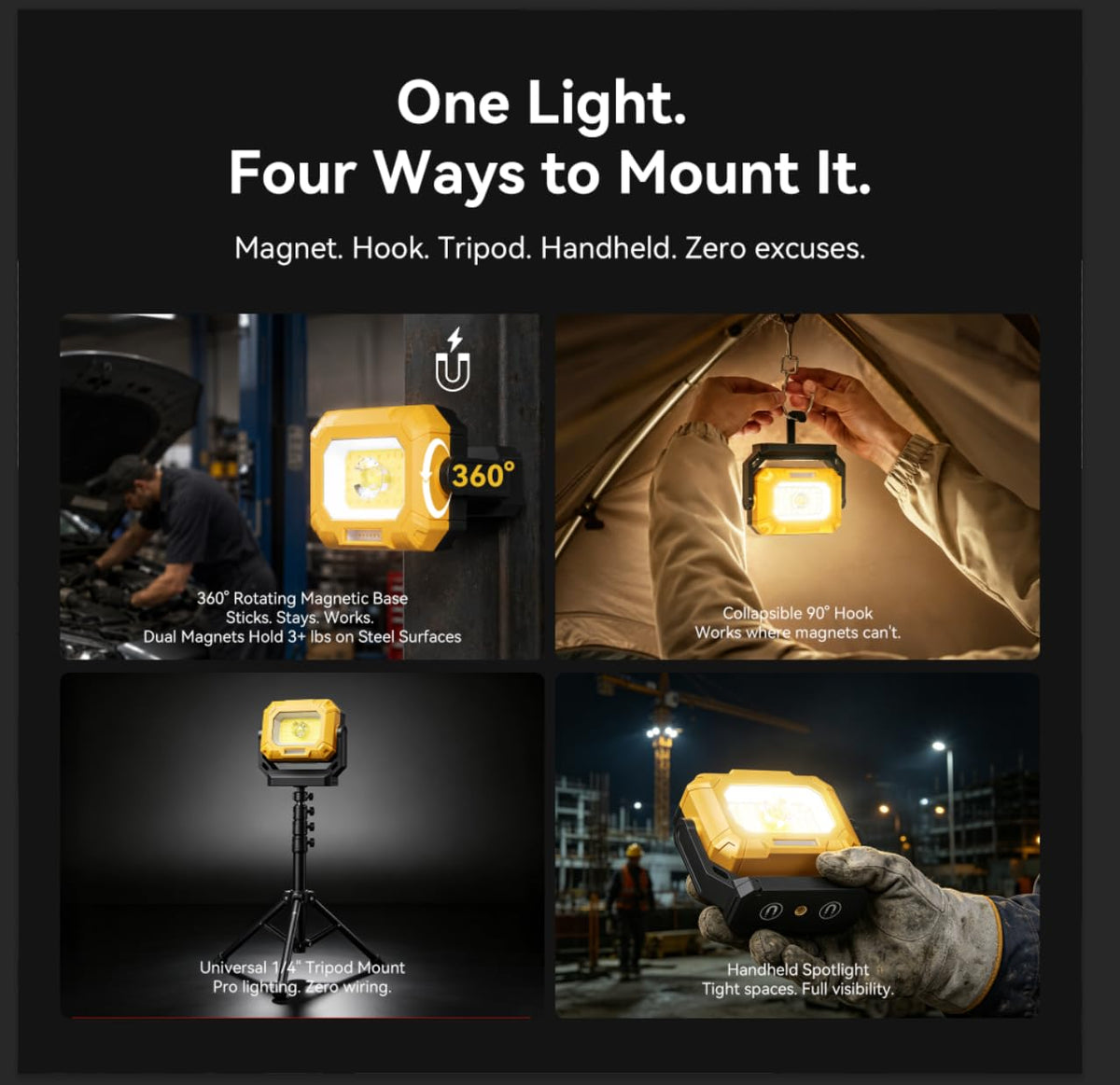 2 Pack 1500LM COB LED Work Light D72185