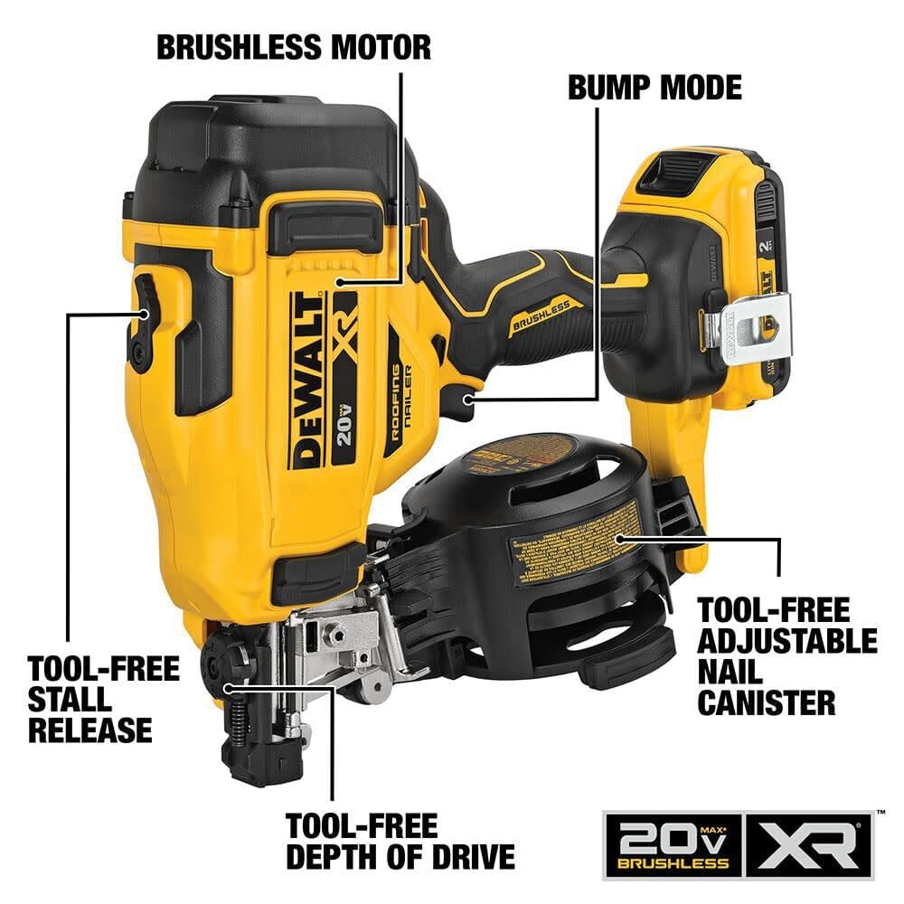20V MAX Lithium-Ion Cordless Roofing Nailer Kit with Battery Charger and Bag S3956