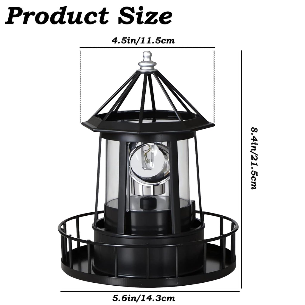 Black IP65 Waterproof Solar Rotating Lighthouse Light F23182
