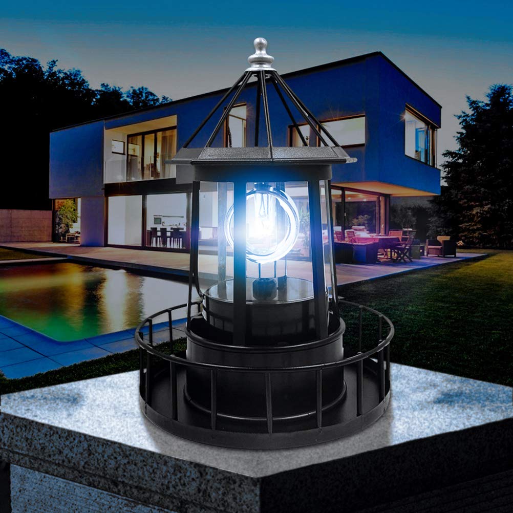 Black Solar LED Lighthouse Garden Decoration H248920
