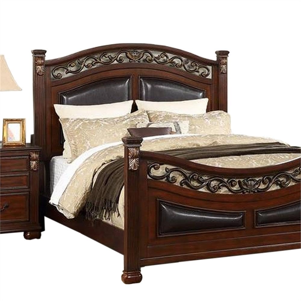 California King Bed with Arched Headboard and Curved Footboard I701