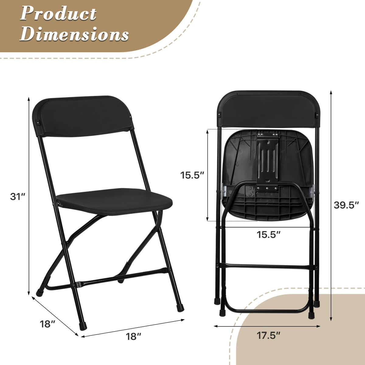 Black Plastic Folding Chairs 10 Pack H531371