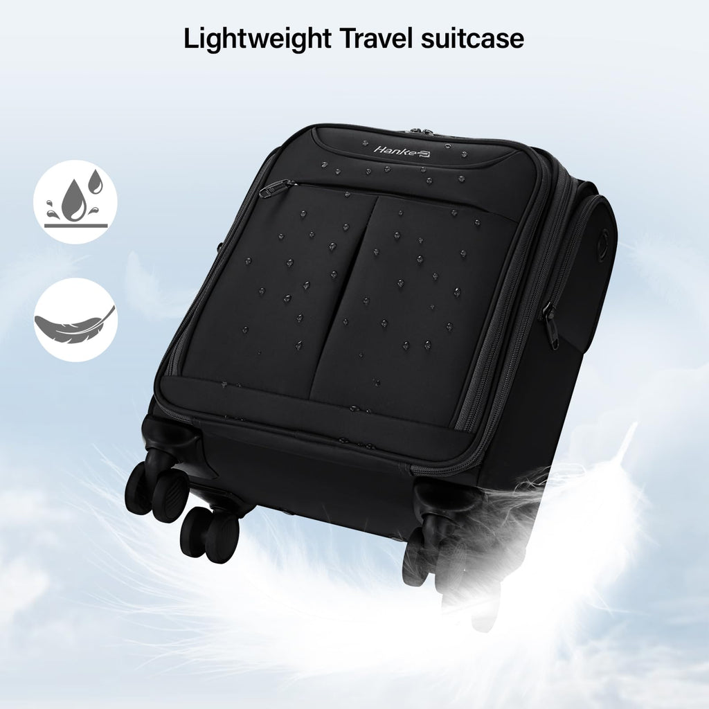 Black 16 Inch Underseat Carry On Luggage with Spinner Wheels D217