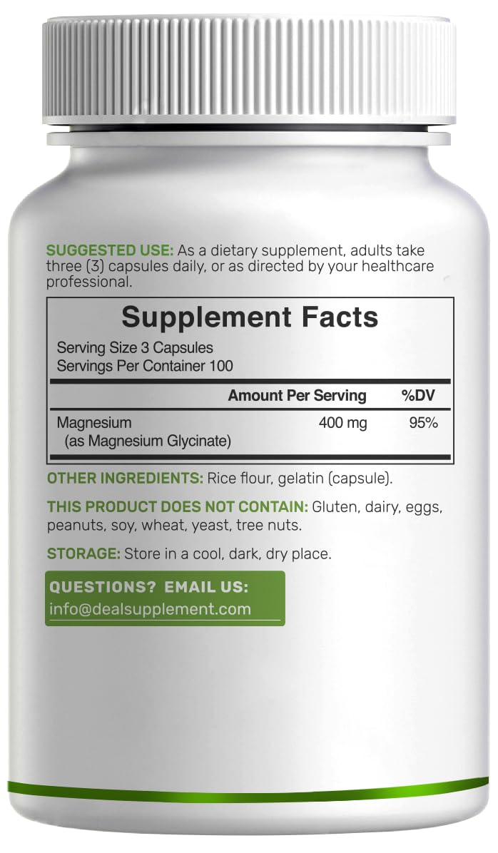 Magnesium Glycinate 400mg, 300 Capsules D402054