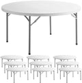 72" Round White Plastic Folding Table C3389