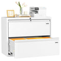 White 2 Drawer Lateral File Cabinet with Lock O95009