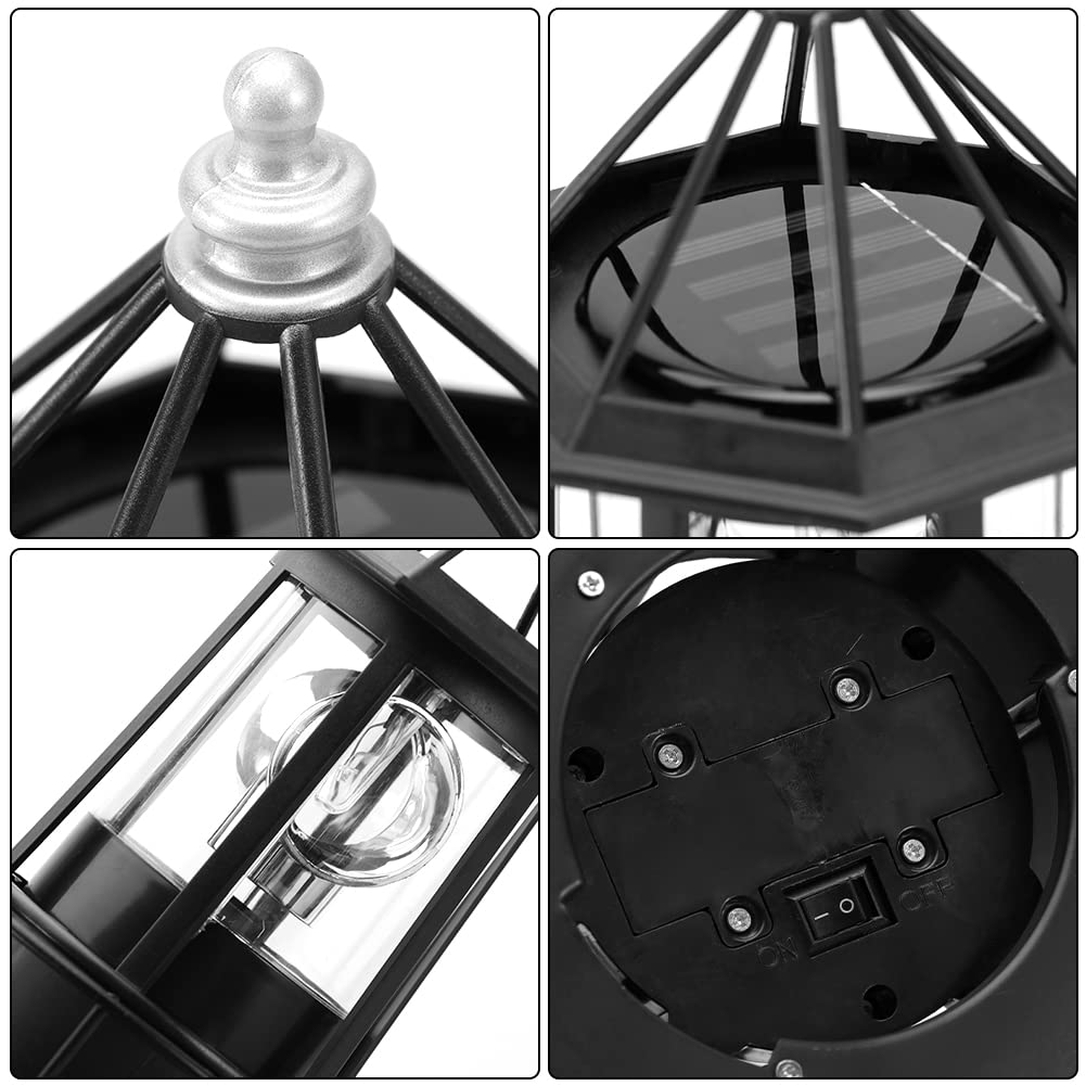 Black IP65 Waterproof Solar Rotating Lighthouse Light F23182