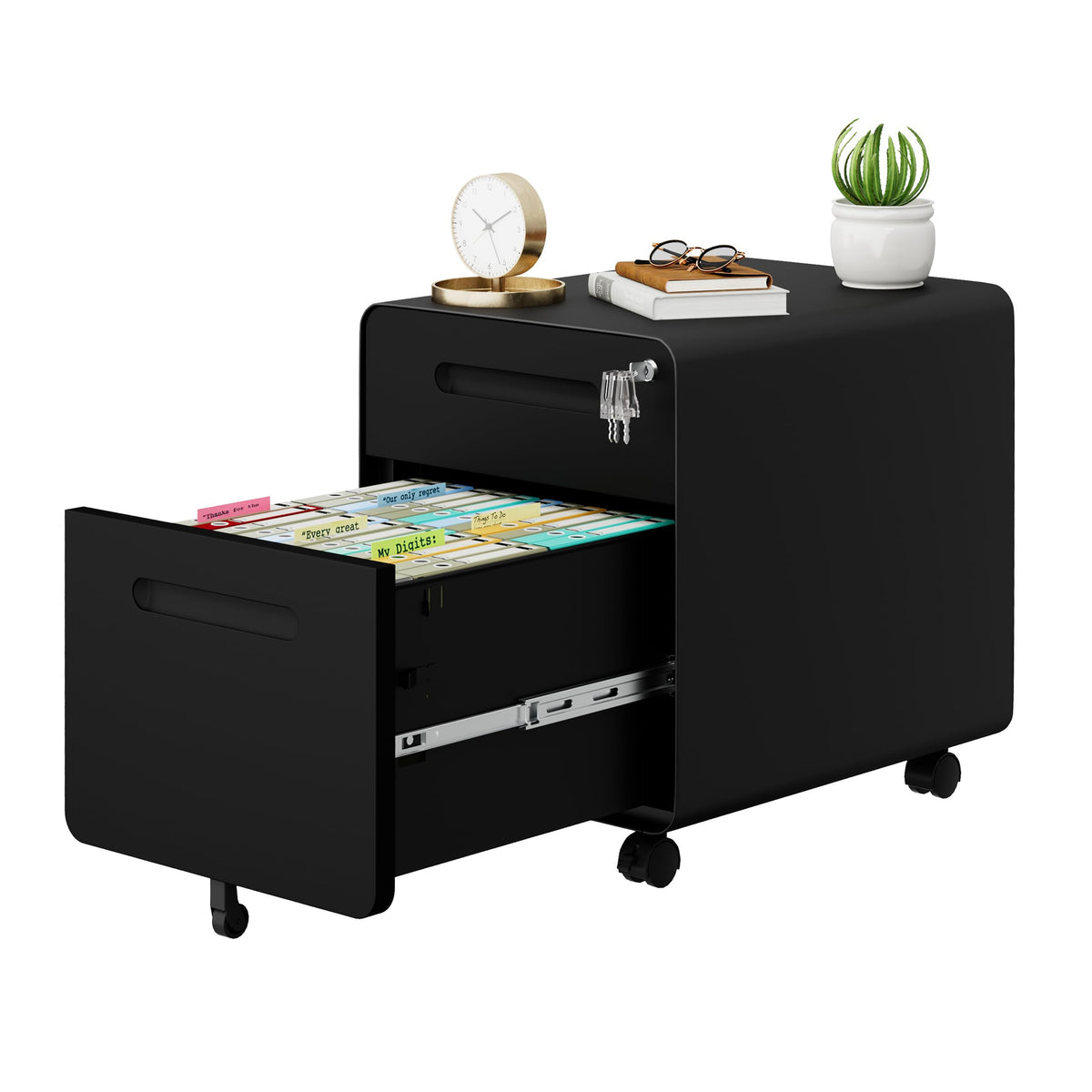 2 Drawer Mobile File Cabinet with Lock C4232