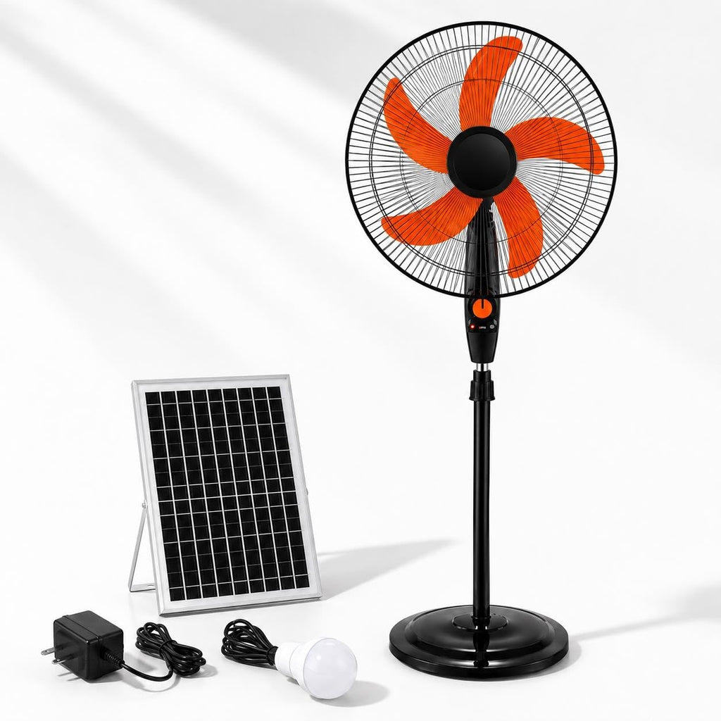 16 Inch Rechargeable Pedestal Fan with Solar Panel U1924