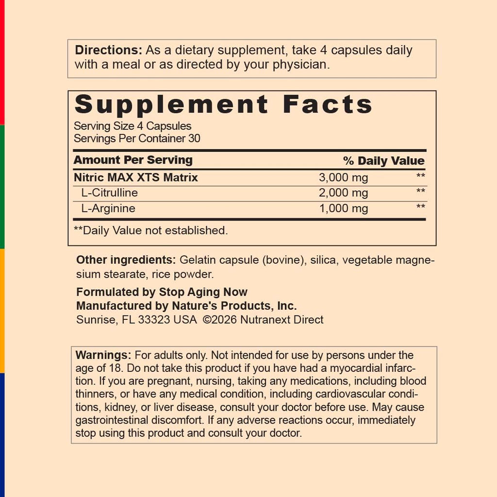 Nitric Oxide Supplement 120 Capsules with L-Citrulline and L-Arginine G36712