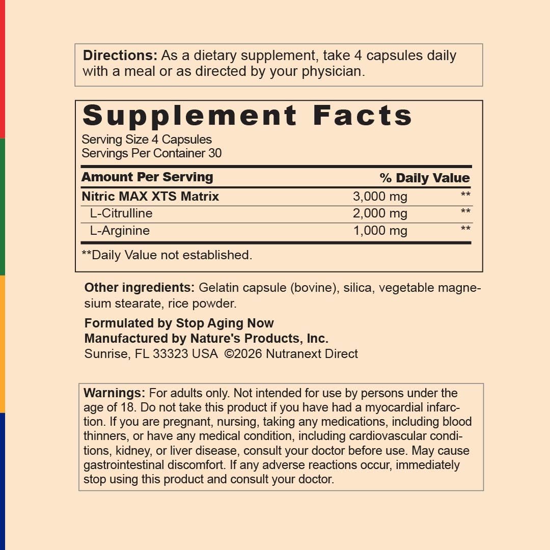 Nitric Oxide Supplement 120 Capsules with L-Citrulline and L-Arginine G36712