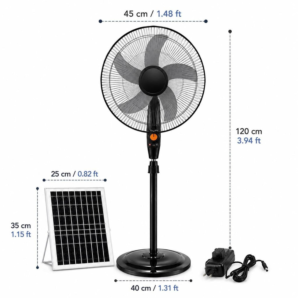 16 Inch Rechargeable Pedestal Fan with Solar Panel U1924