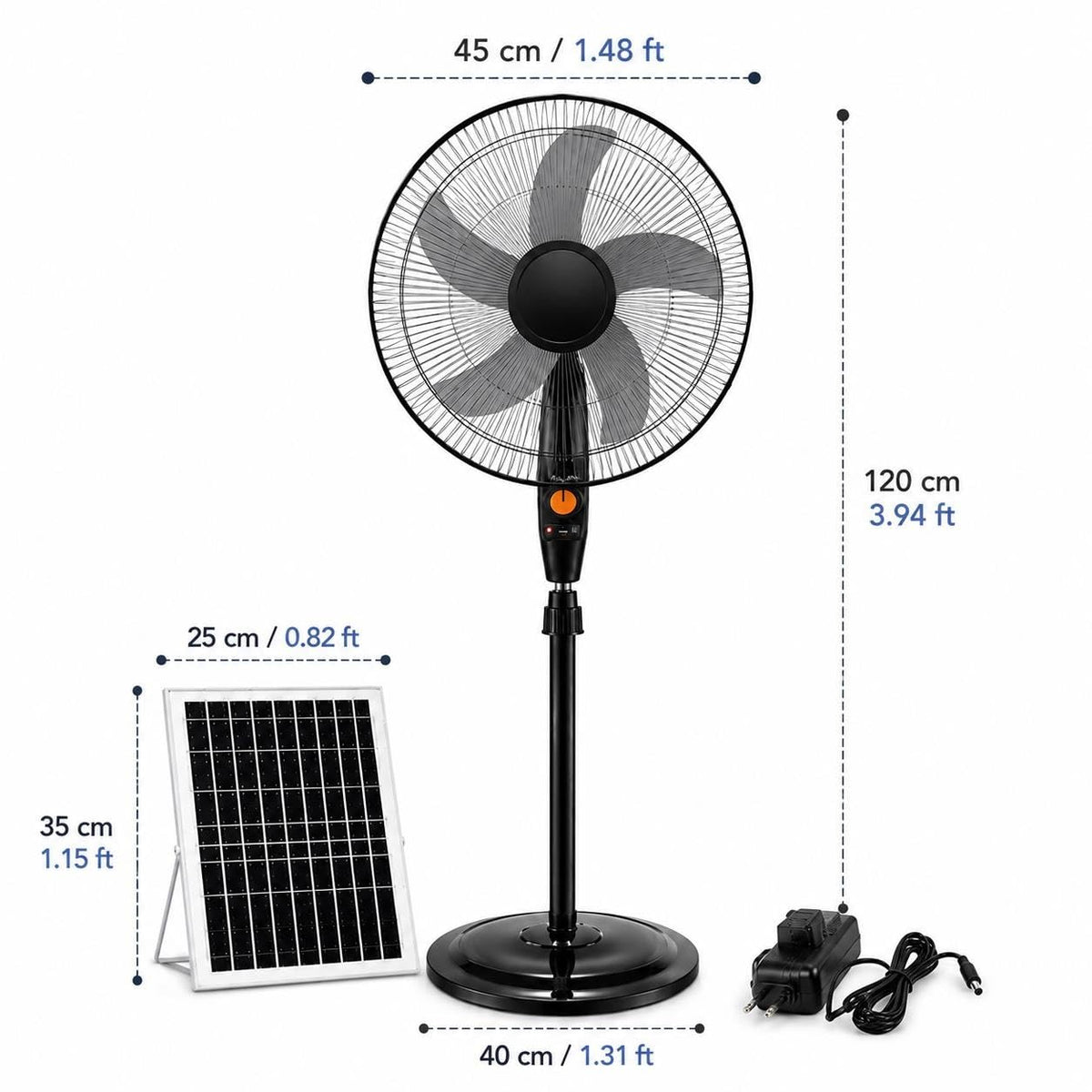 16 Inch Rechargeable Pedestal Fan with Solar Panel U1924