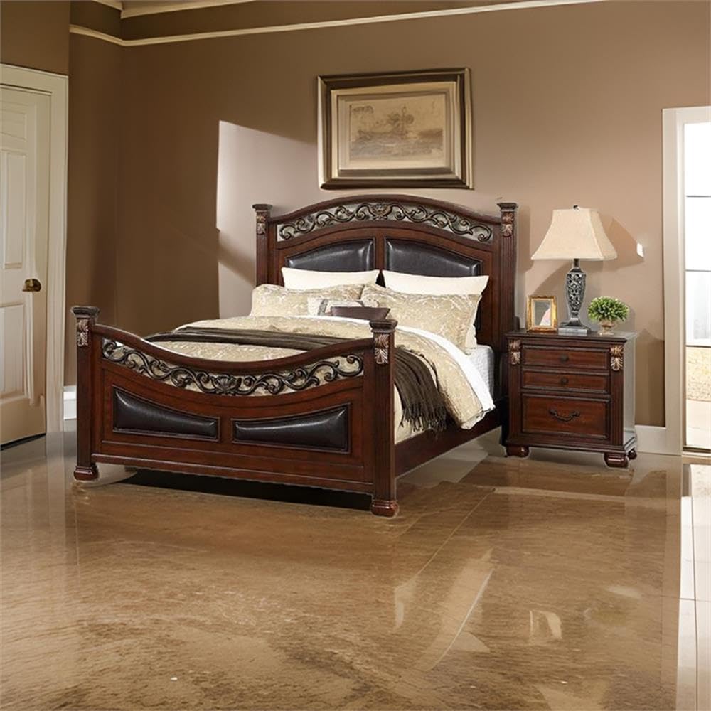 California King Bed with Arched Headboard and Curved Footboard I701