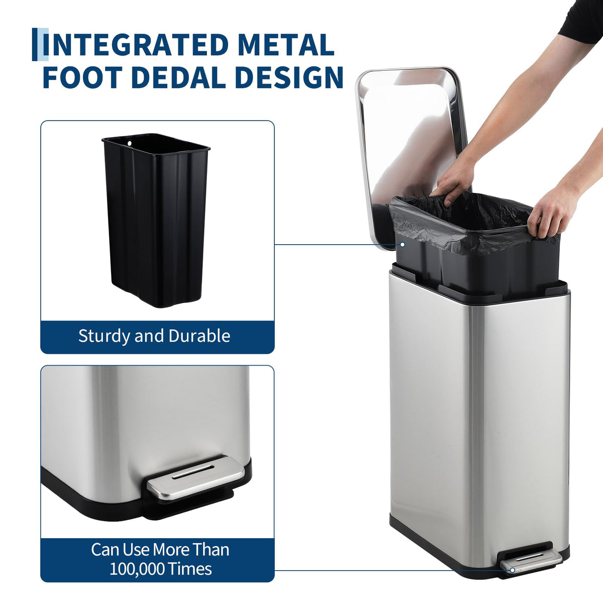 13.2 Gallon Stainless Steel Step Trash Can K877