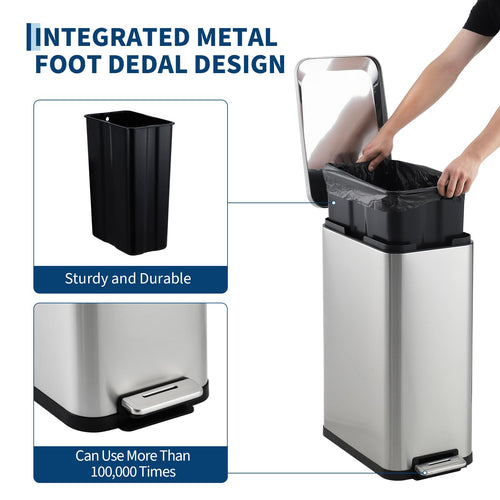 13.2 Gallon Stainless Steel Step Trash Can K877
