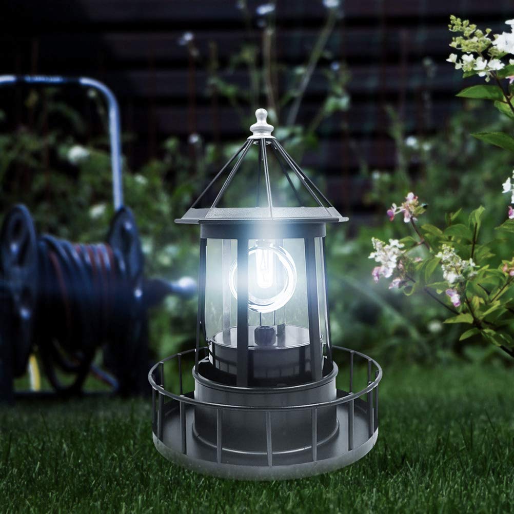 Black Solar LED Lighthouse Garden Decoration H248920