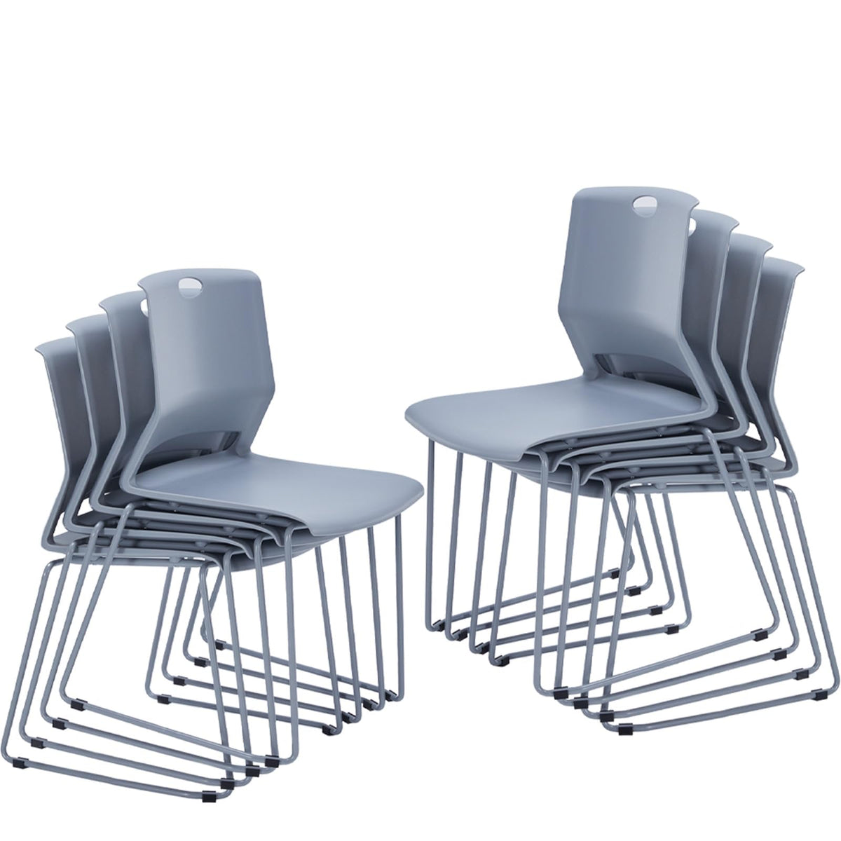 Grey Stackable Chairs Set of 8 O7521