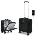 Black 16 Inch Underseat Carry On Luggage with Spinner Wheels D217