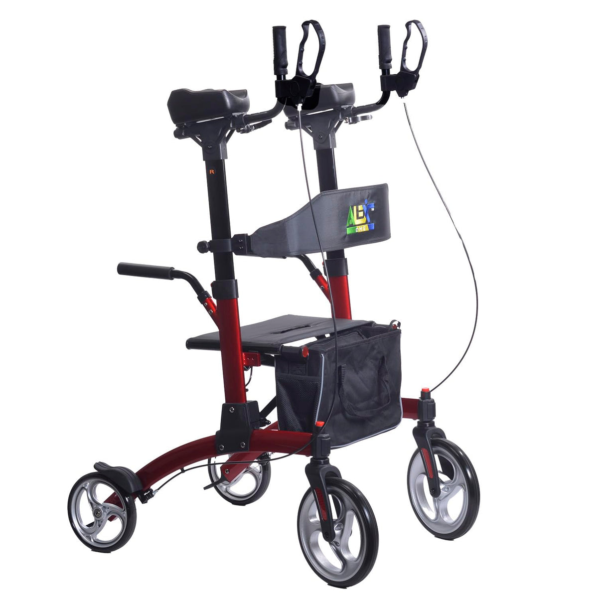 Red Aluminum Rollator with Loop Brakes G9073
