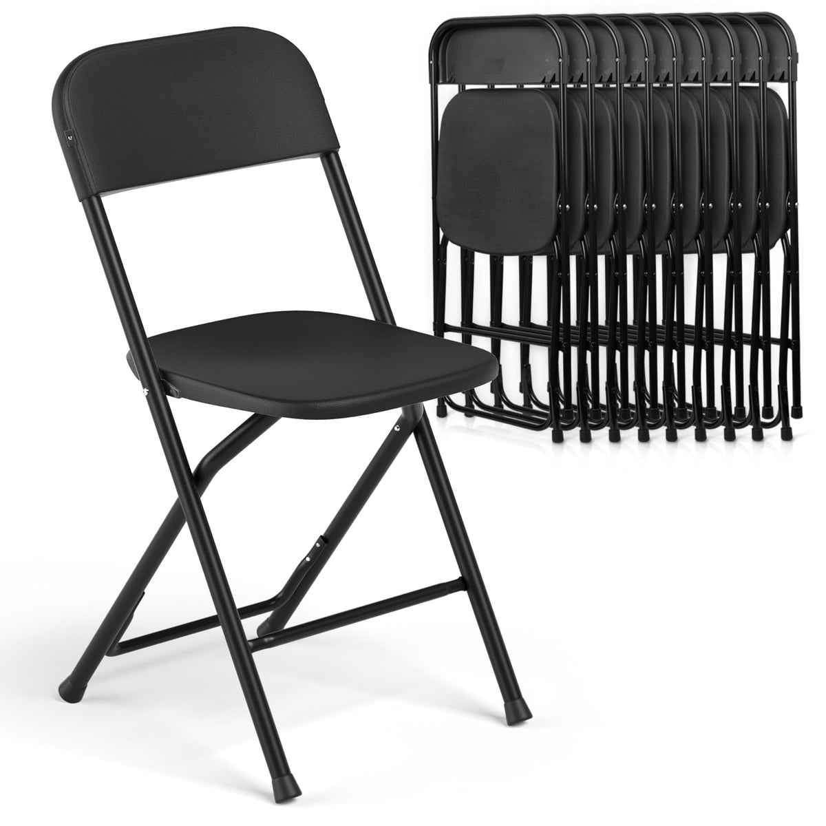 Black Plastic Folding Chairs 10 Pack H531371
