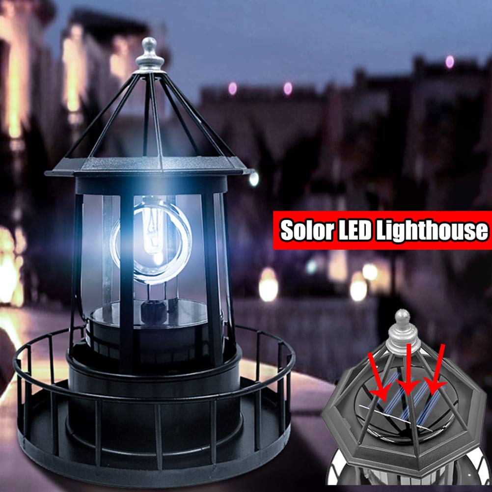 Black Solar LED Lighthouse Garden Decoration H248920