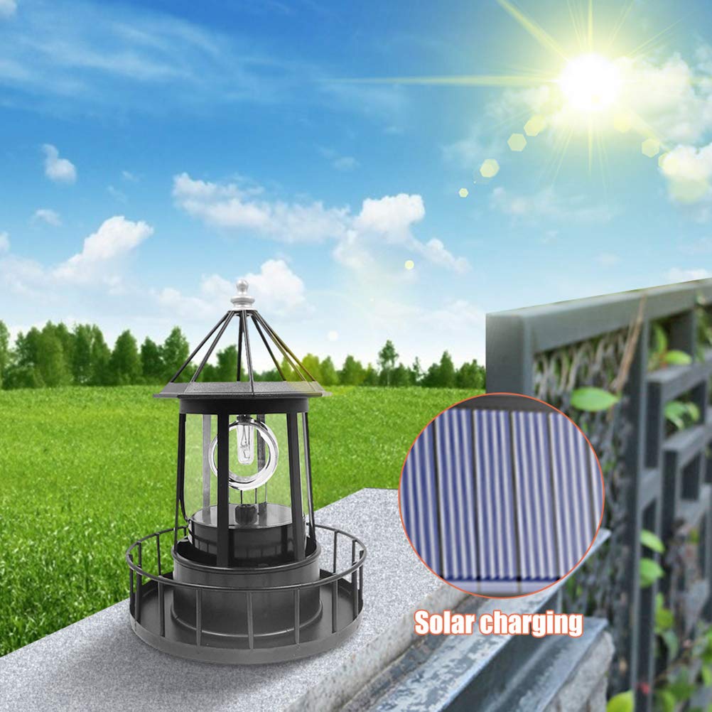 Black Solar LED Lighthouse Garden Decoration H248920