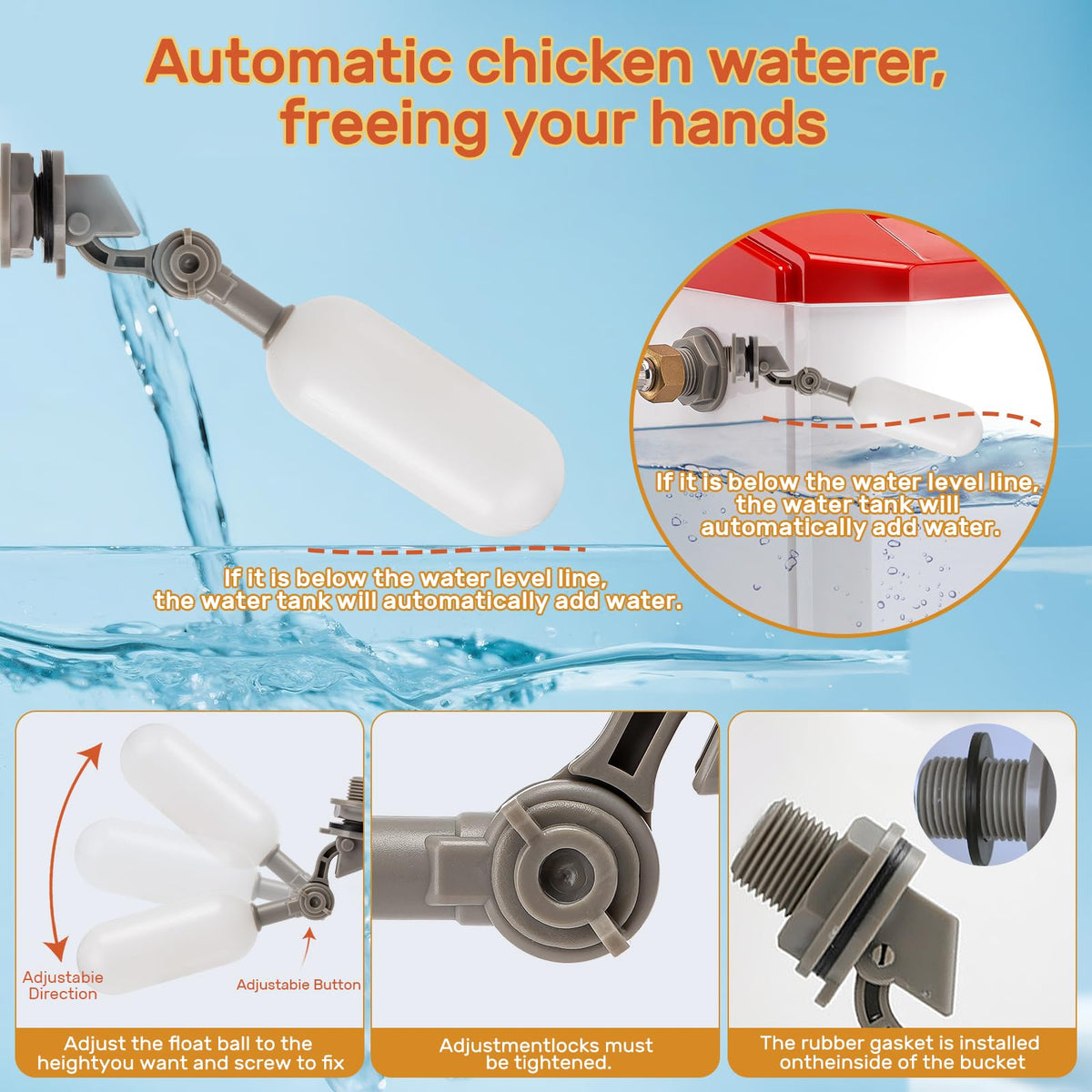 Automatic Chicken Waterer with Stainless Steel Hose H589603
