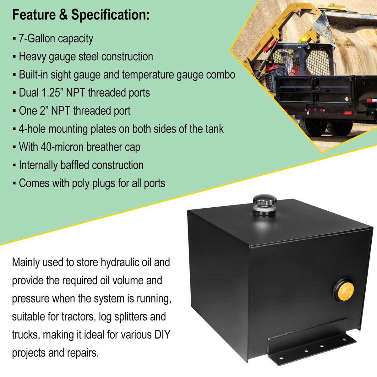 7 Gallon Hydraulic Fluid Reservoir Oil Tank D57586