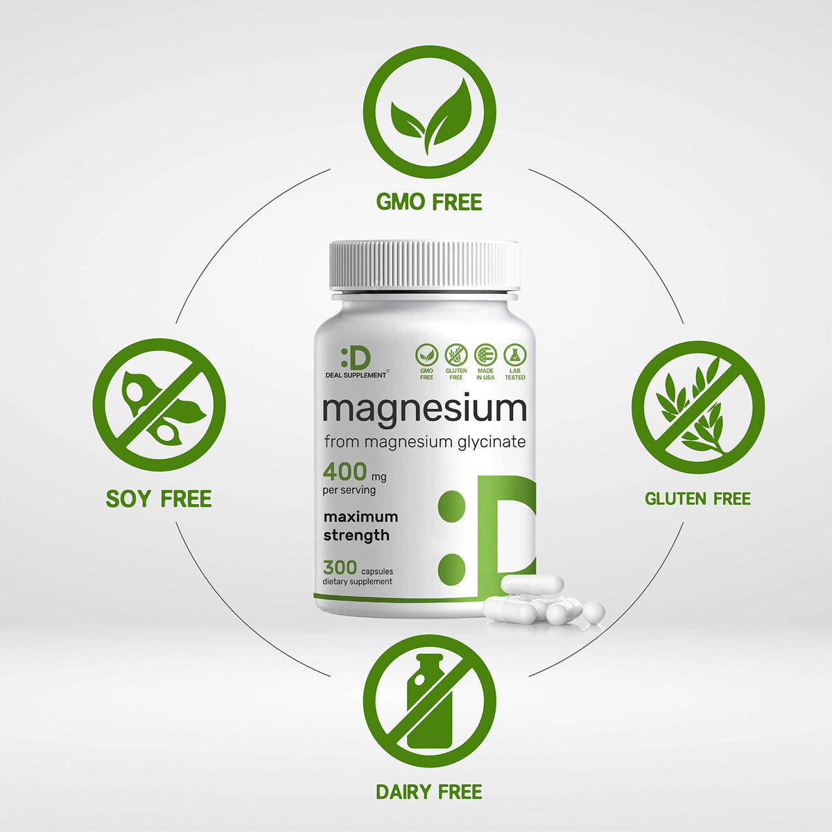Magnesium Glycinate 400mg, 300 Capsules D402054