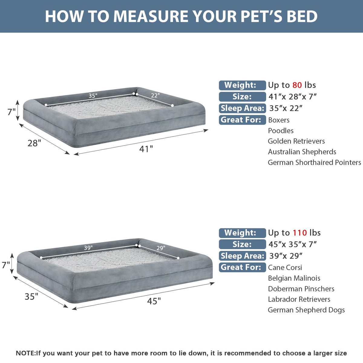 XL Extra Large Orthopedic Dog Bed E17044