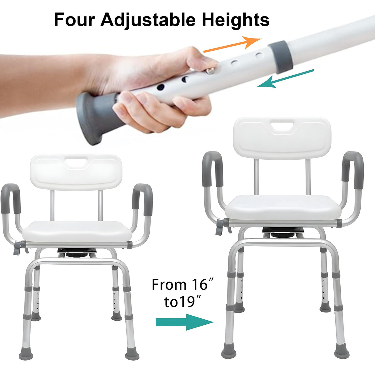 Swivel Shower Chair with Arms & Backrest K631344