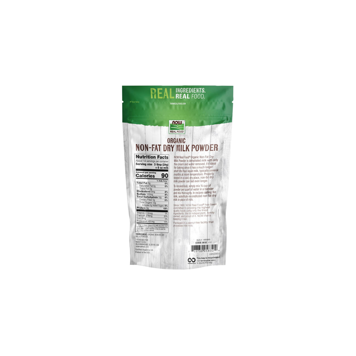 Organic Non-Fat Dry Milk Powder 12 oz R916
